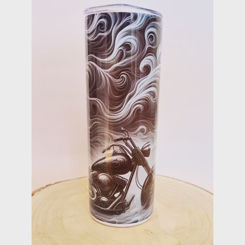 Skull Motorcycle Tumbler | 600ml (20oz) with Straw
